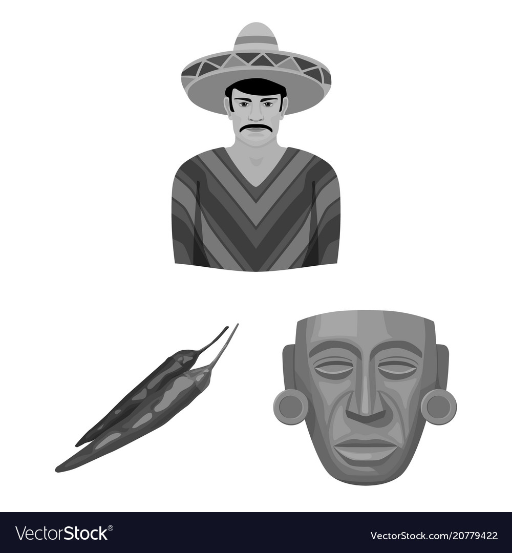 Country mexico monochrome icons in set collection Vector Image