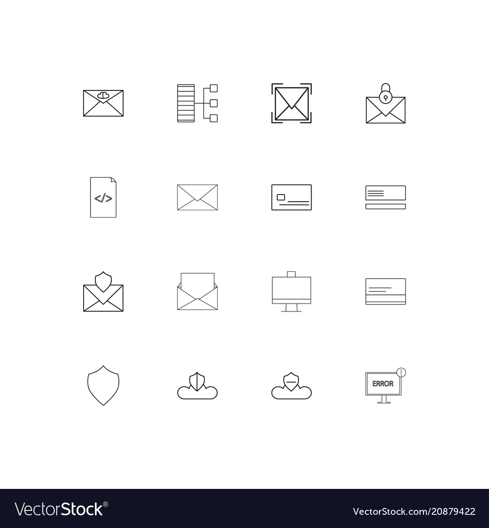 Cyber security linear thin icons set outlined