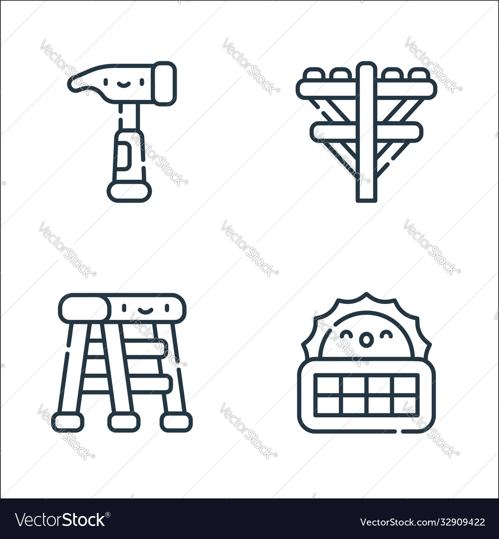 Electrician tools and line icons linear set vector image Electrician tools and line icons linear set