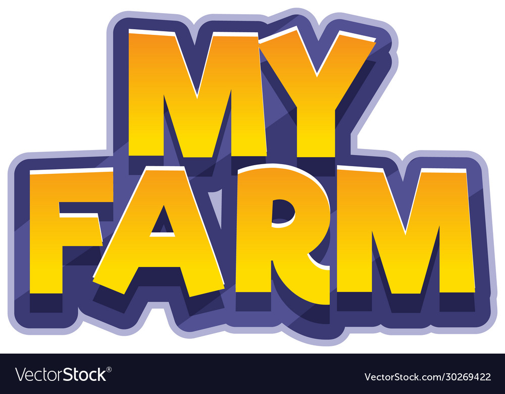 Font design for word my farm in yellow color Vector Image