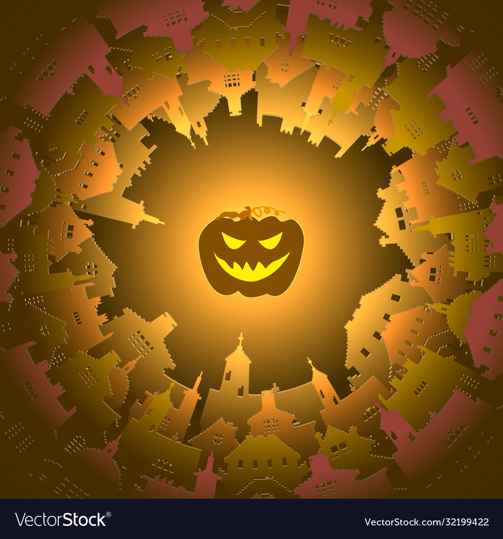 Halloween round town and lantern background