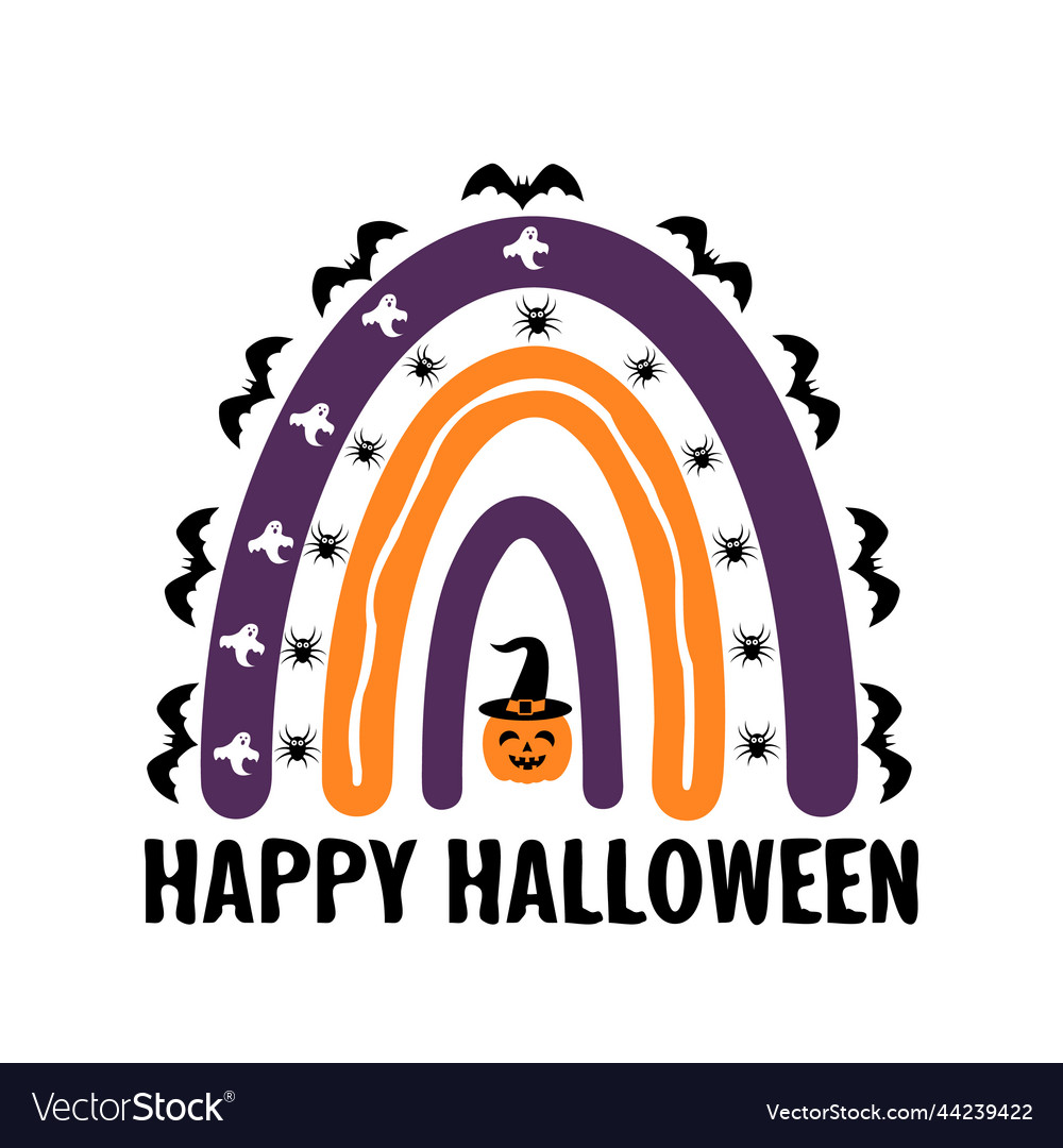 Happy halloween cute rainbow template Royalty Free Vector