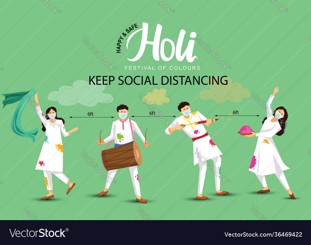 Happy holi cartoon young people playing holi Vector Image Happy holi cartoon young people playing holi Vector Image