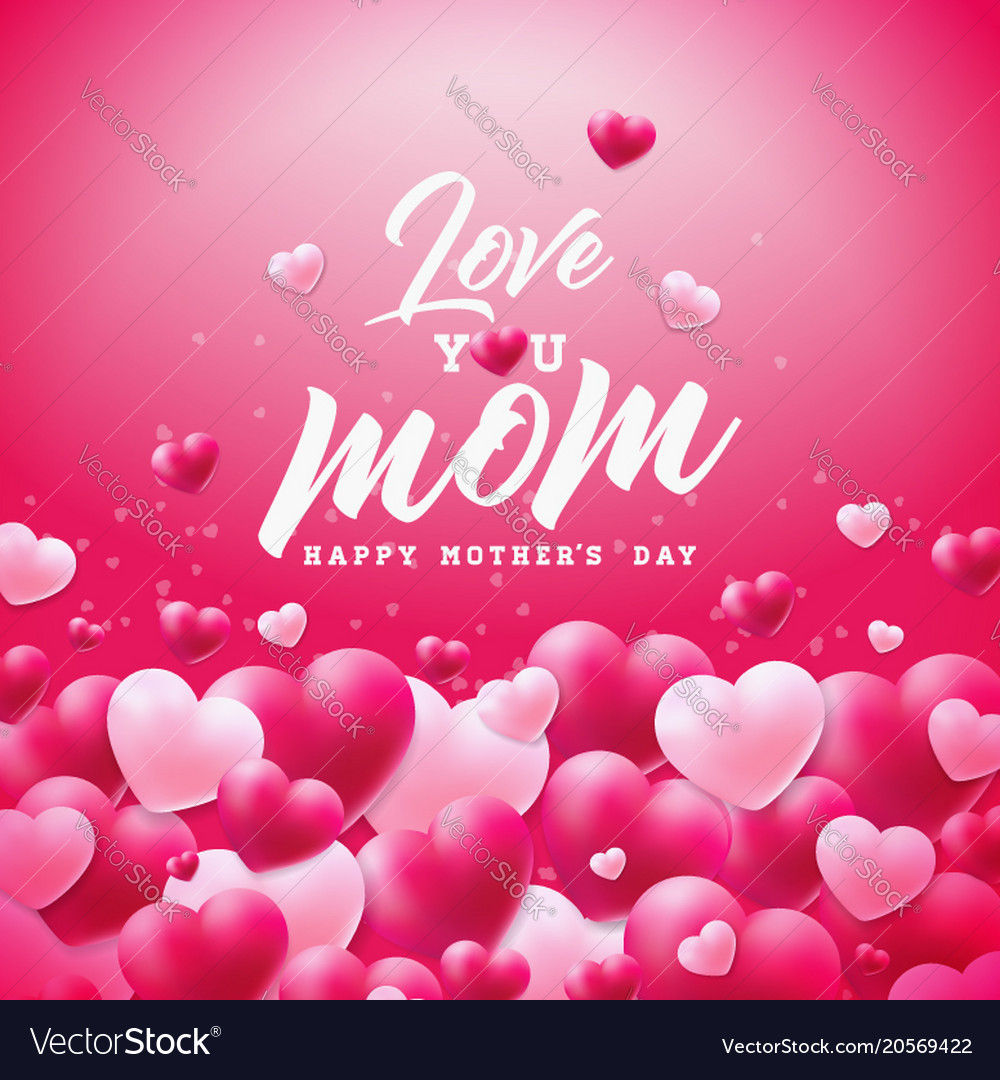 Happy mothers day greeting card design with heart