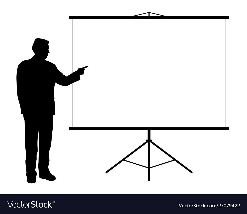 Man showing presentation on projection screen