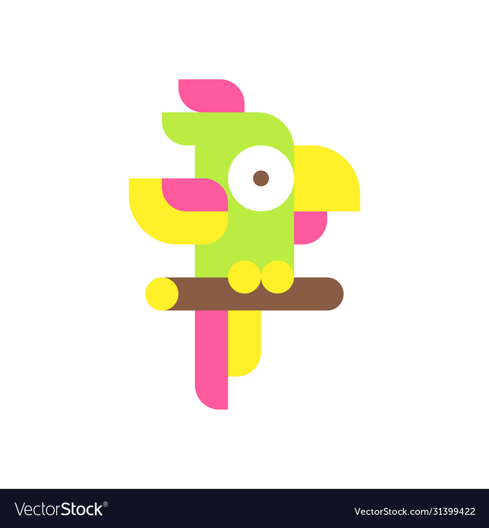 Parrot logotype icon with bright tropical