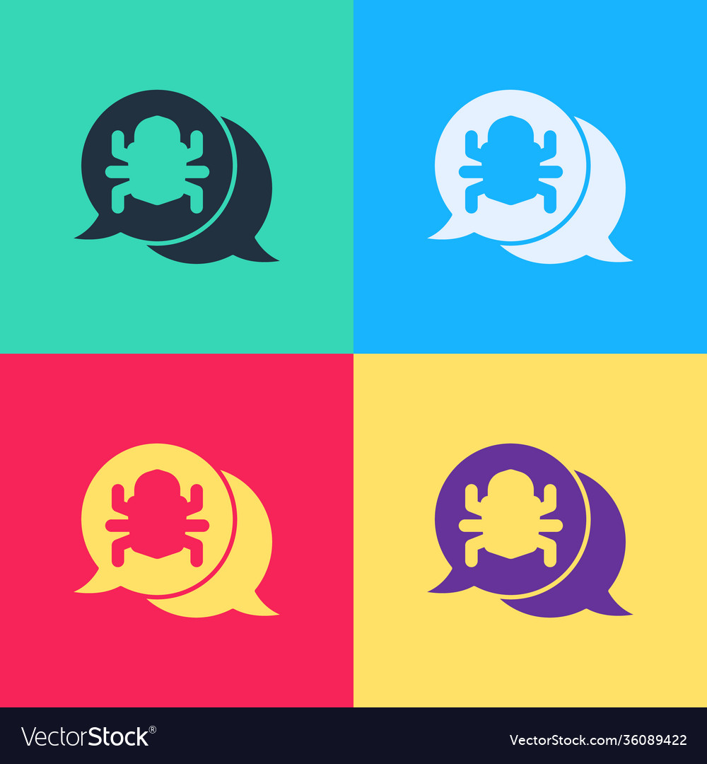 Pop art system bug concept icon isolated on color vector image Pop art system bug concept icon isolated on color