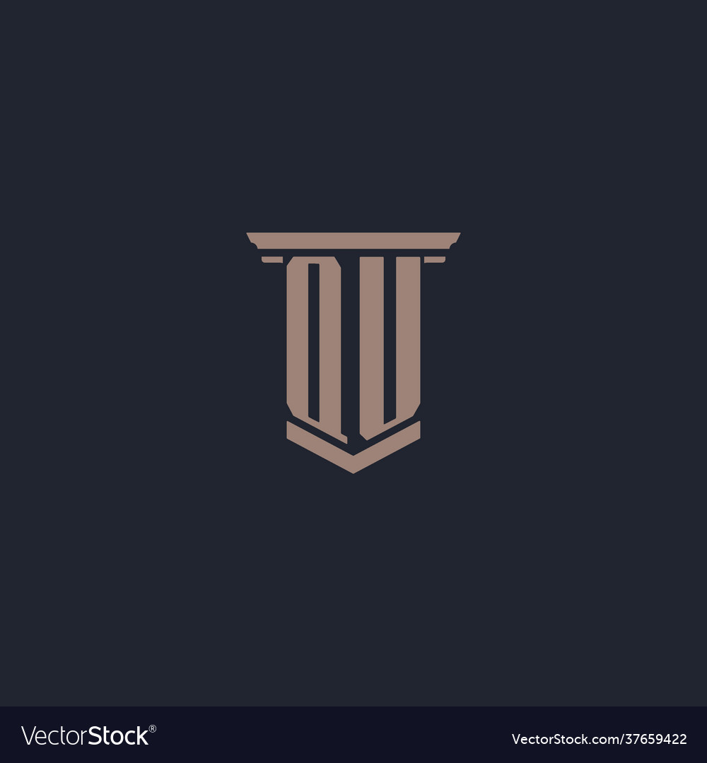 Qu initial monogram logo with pillar style design