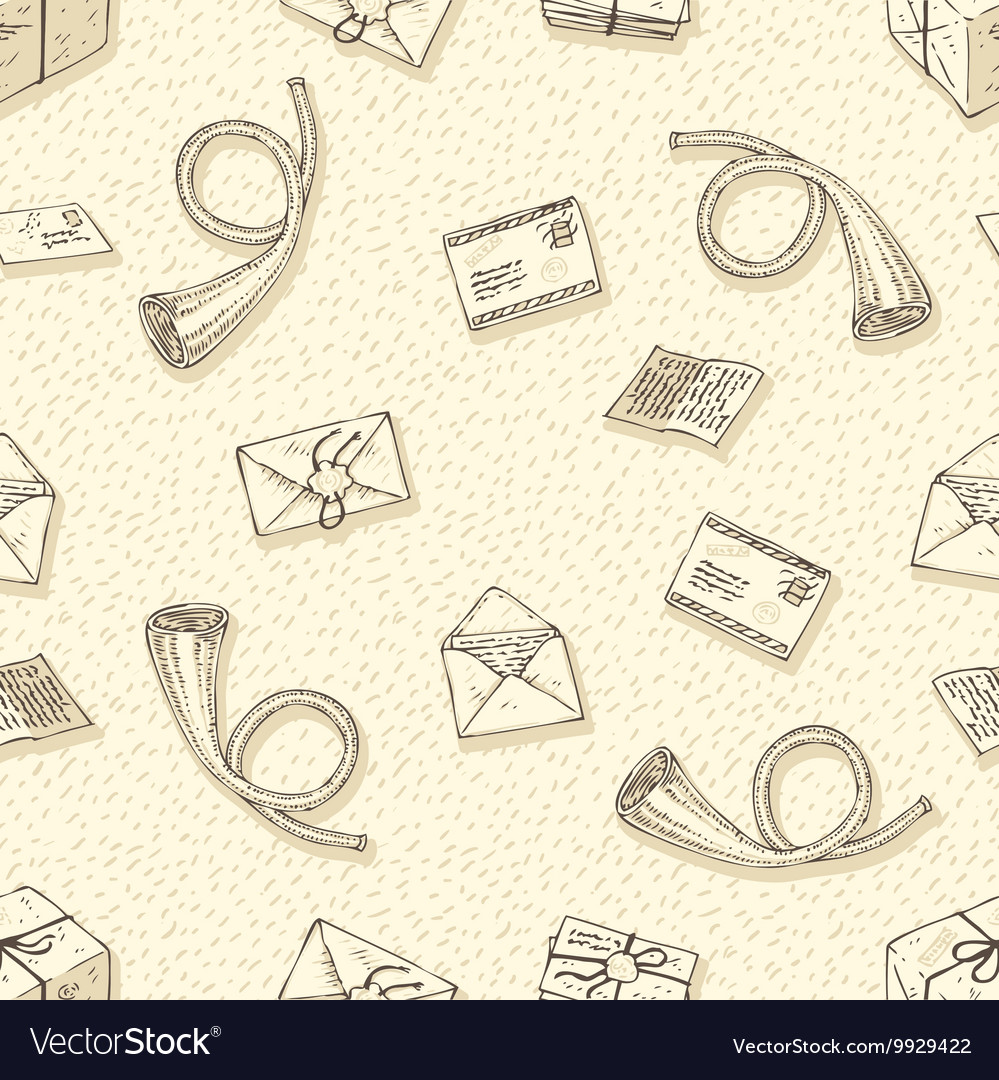 Seamless pattern with envelopes letters