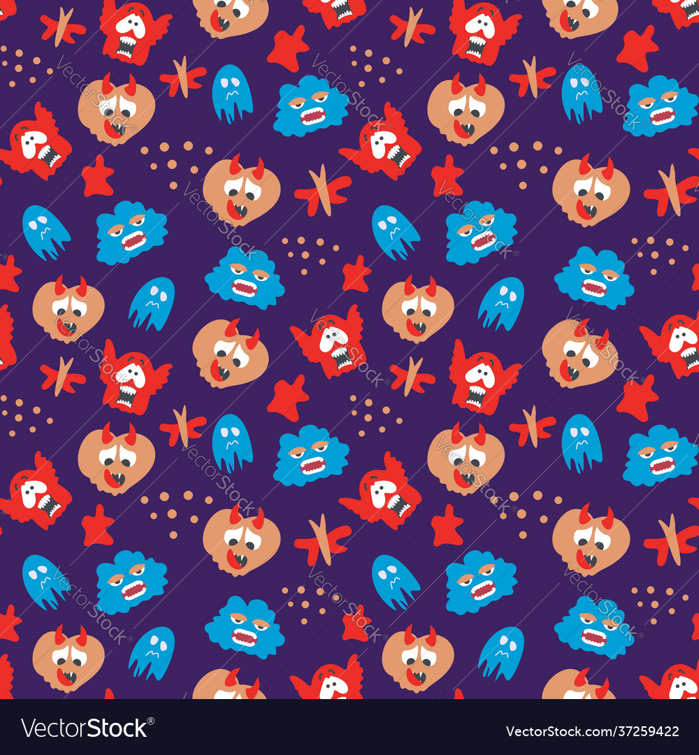 Seamless pattern with monsters