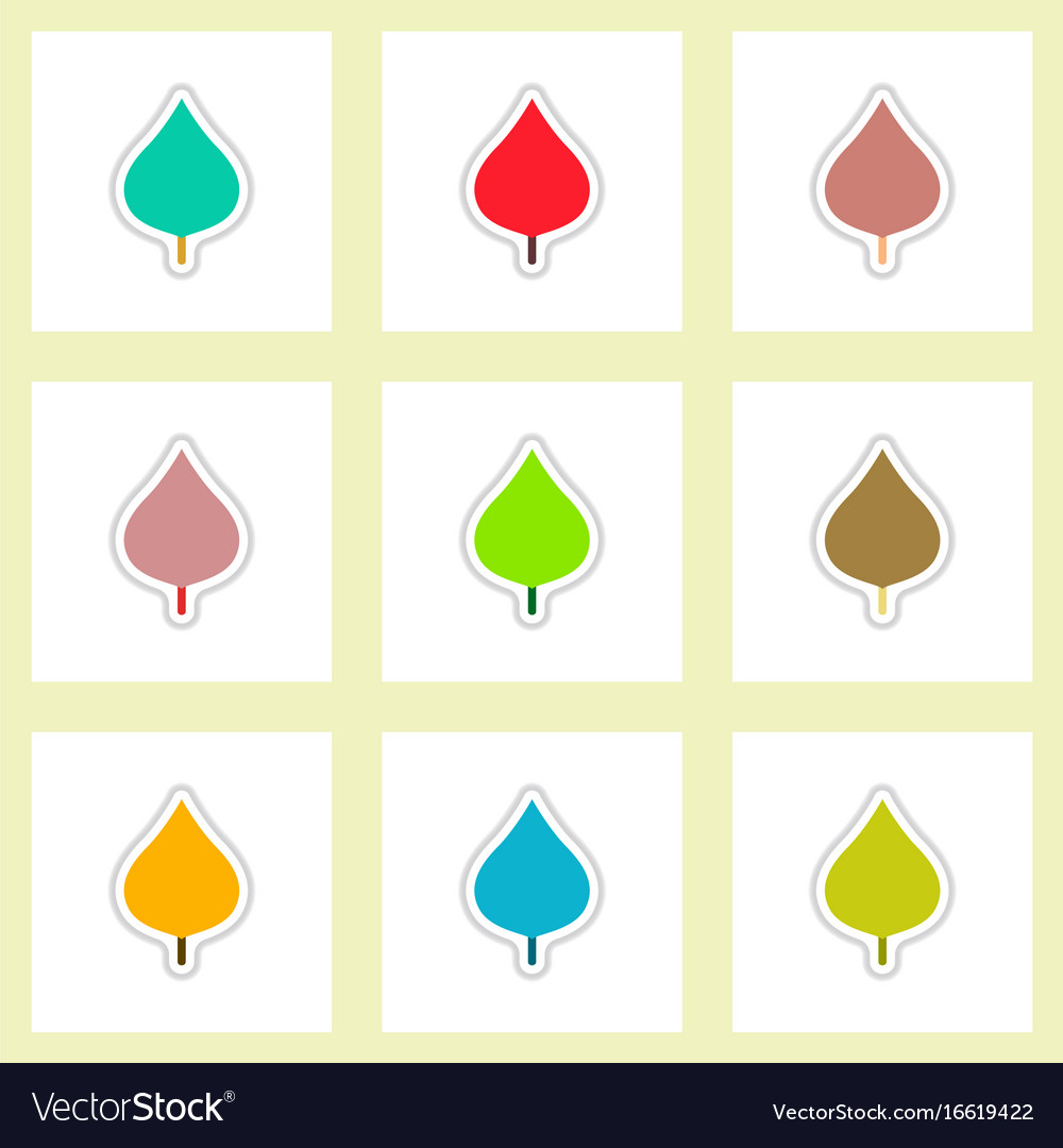 Set of labels with shadow leafs icon design