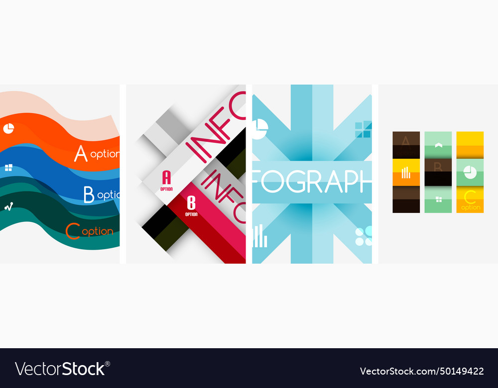 Set of line infographic poster backgrounds