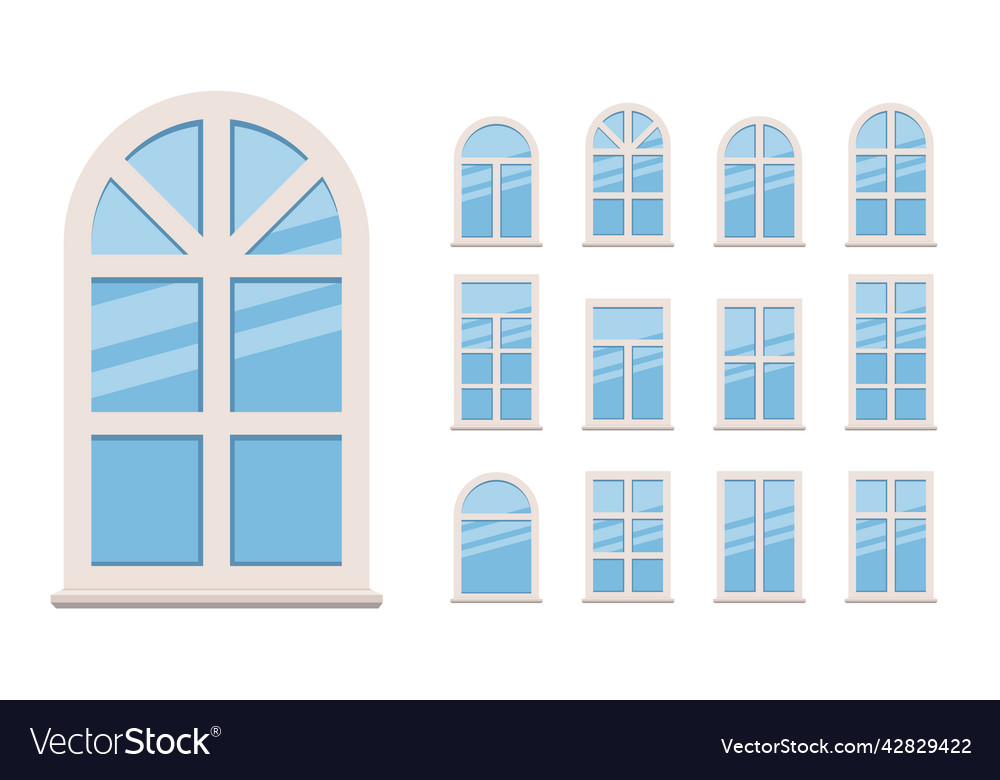 Set windows in white frames round icon