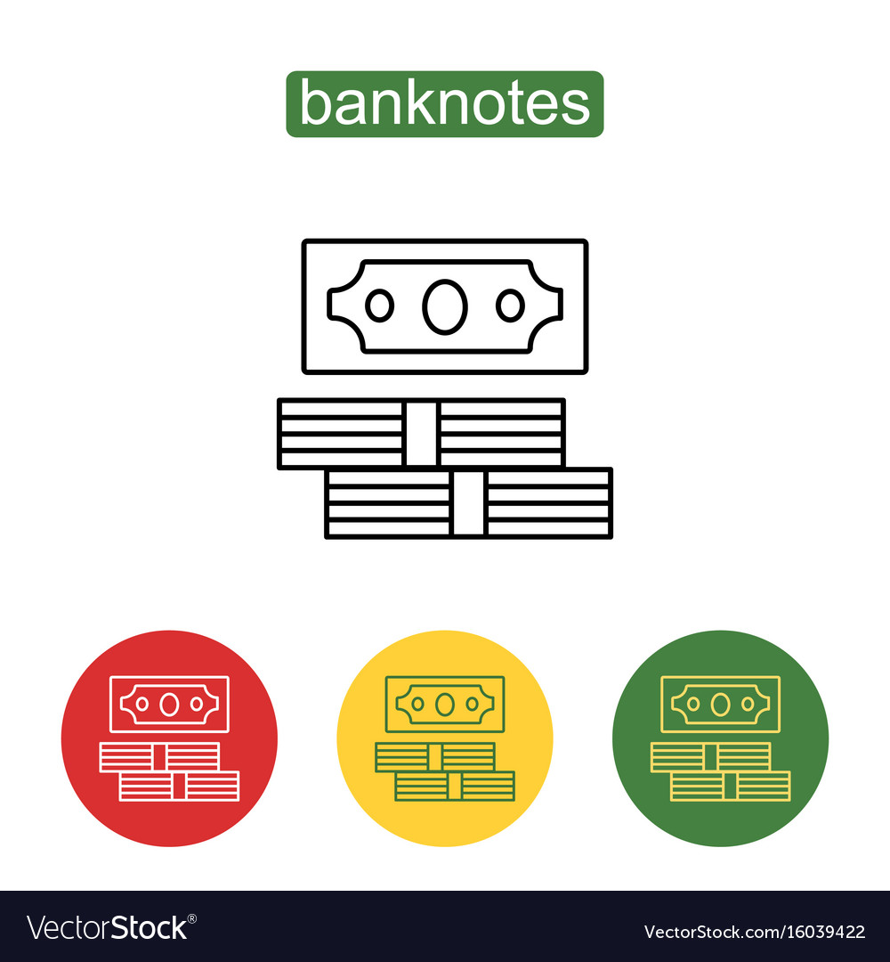 Stack of cash line art perspective icon Royalty Free Vector