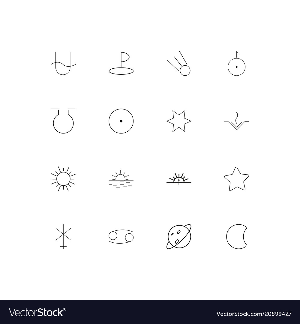 Astrology linear thin icons set outlined simple
