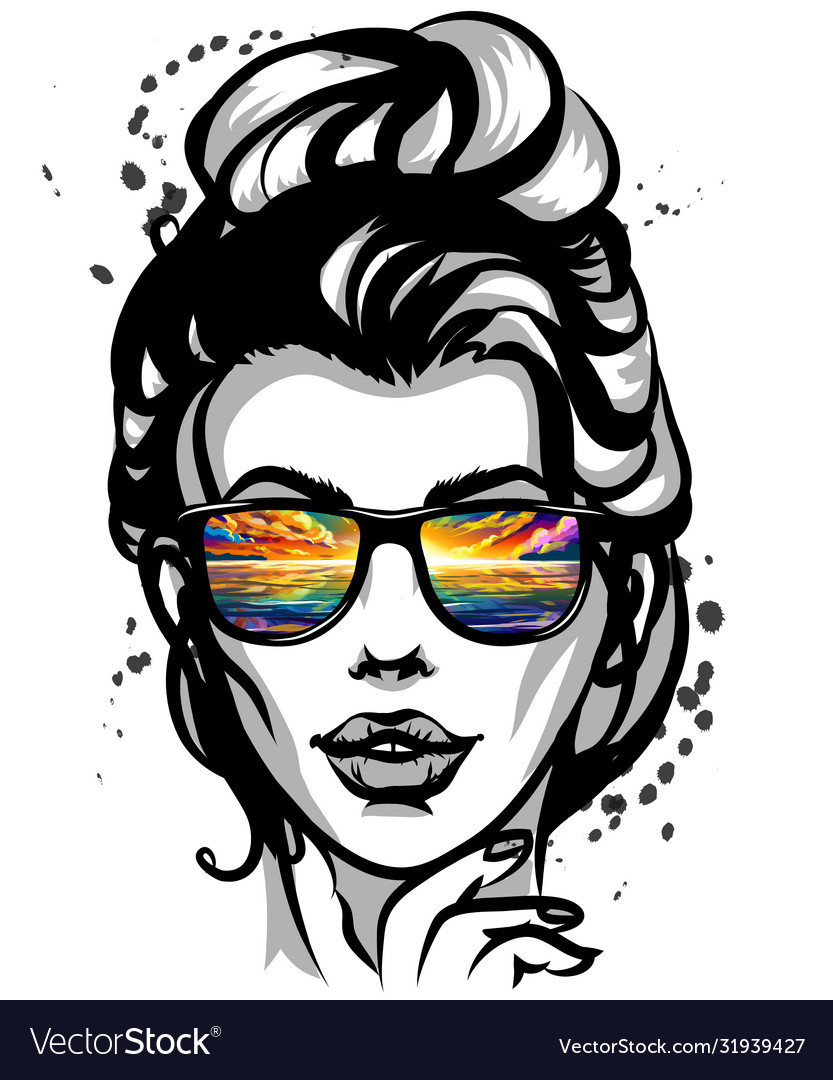 Beautiful young woman in sunglasses Royalty Free Vector