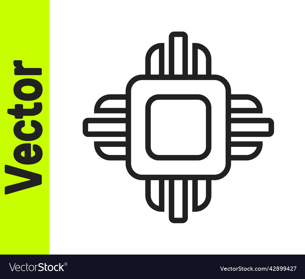 Black Line Computerprozessor mit Mikroschaltungen vector image Black Line Computerprozessor mit Mikroschaltungen