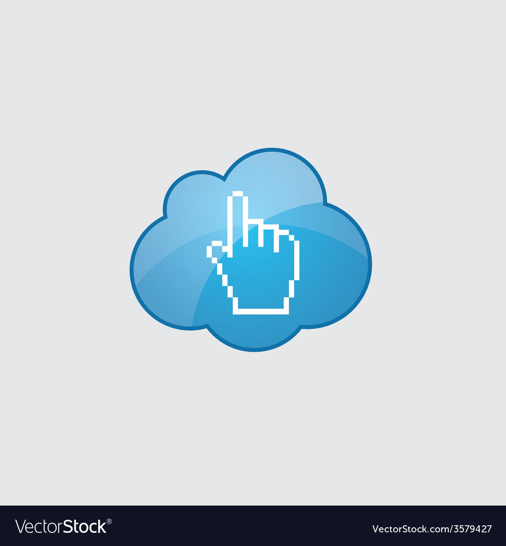 Blue cloud pointer pixel cursor icon