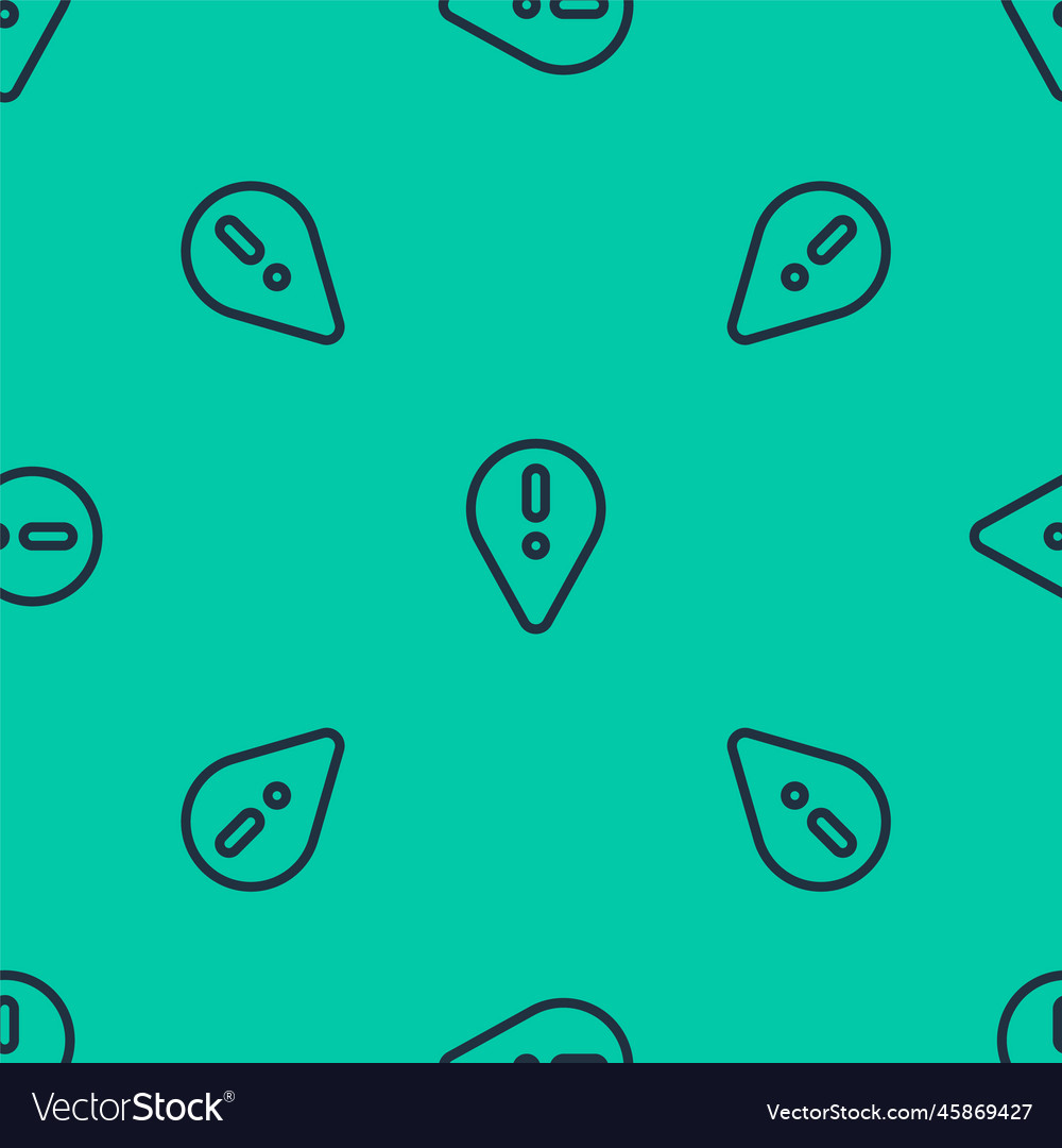 Blue line map pointer with exclamation mark icon vector image Blue line map pointer with exclamation mark icon