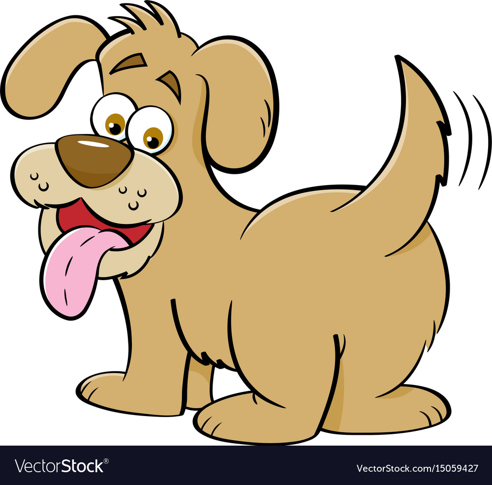 Cheerful Cartoon Dog Back View