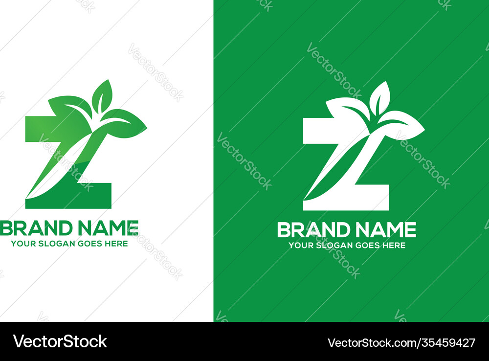 Creative z alphabet nature logo design concept Vector Image