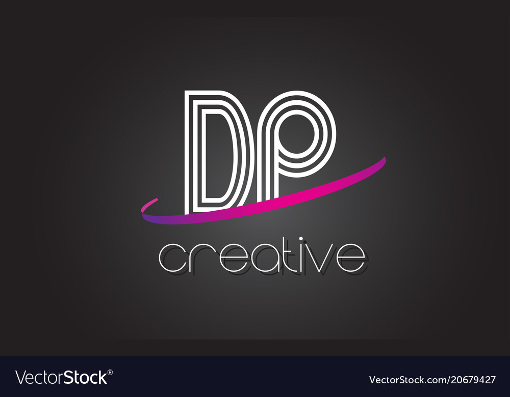 Dp d p letter logo with lines design and purple Vector Image