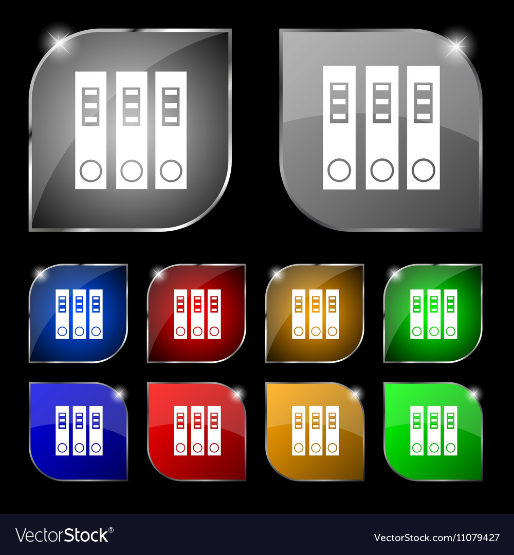 Folder icon sign set ten colorful buttons