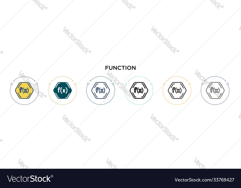 Function symbol icon in filled thin line outline Vector Image Function symbol icon in filled thin line outline