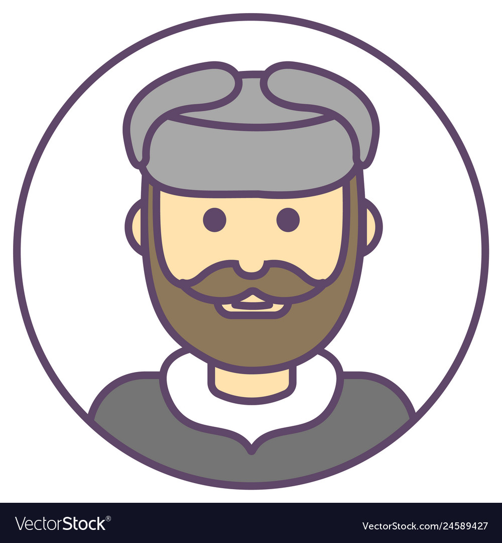 Man avatar in hat ushanka icon with beard