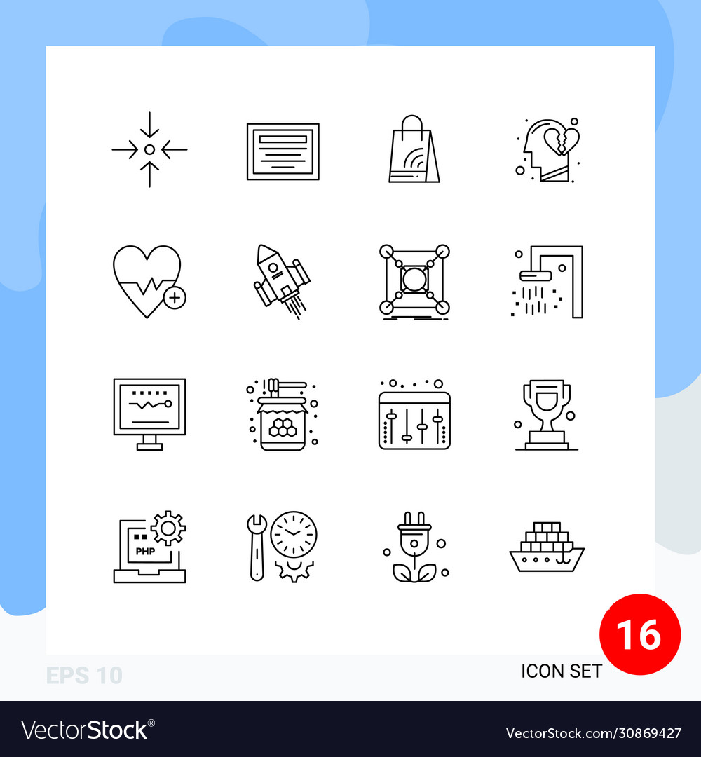 Pack 16 modern outlines signs and symbols