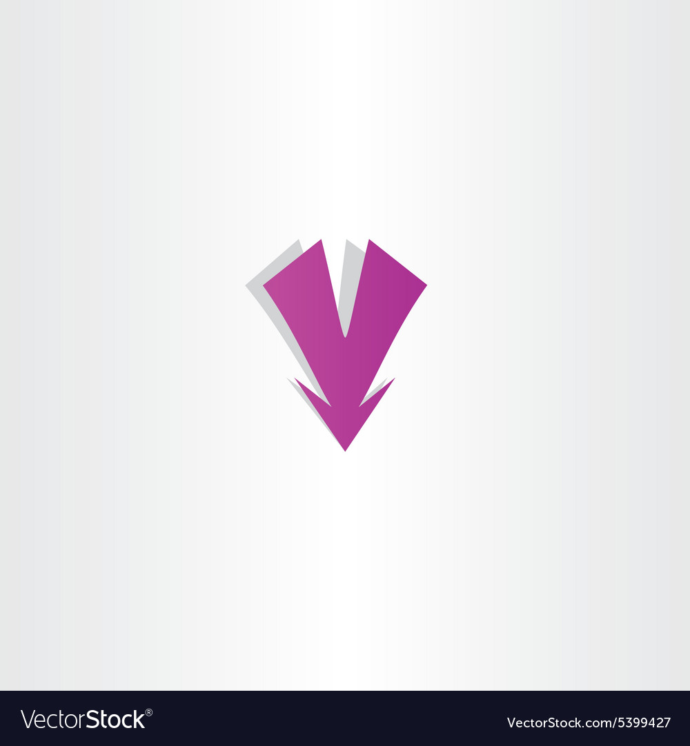 Purple arrow down letter v icon