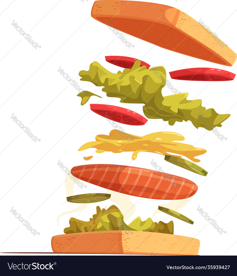 Sandwich ingredients composition vector image Sandwich ingredients composition