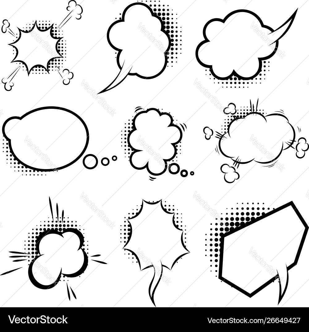 Set empty comic style speech bubbles Royalty Free Vector