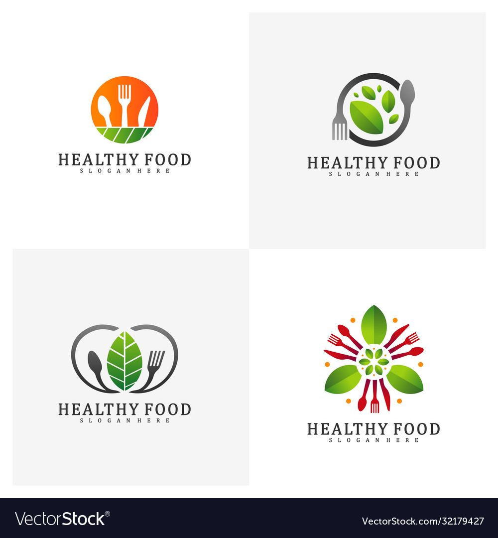 Set healthy food logo design template food Vector Image