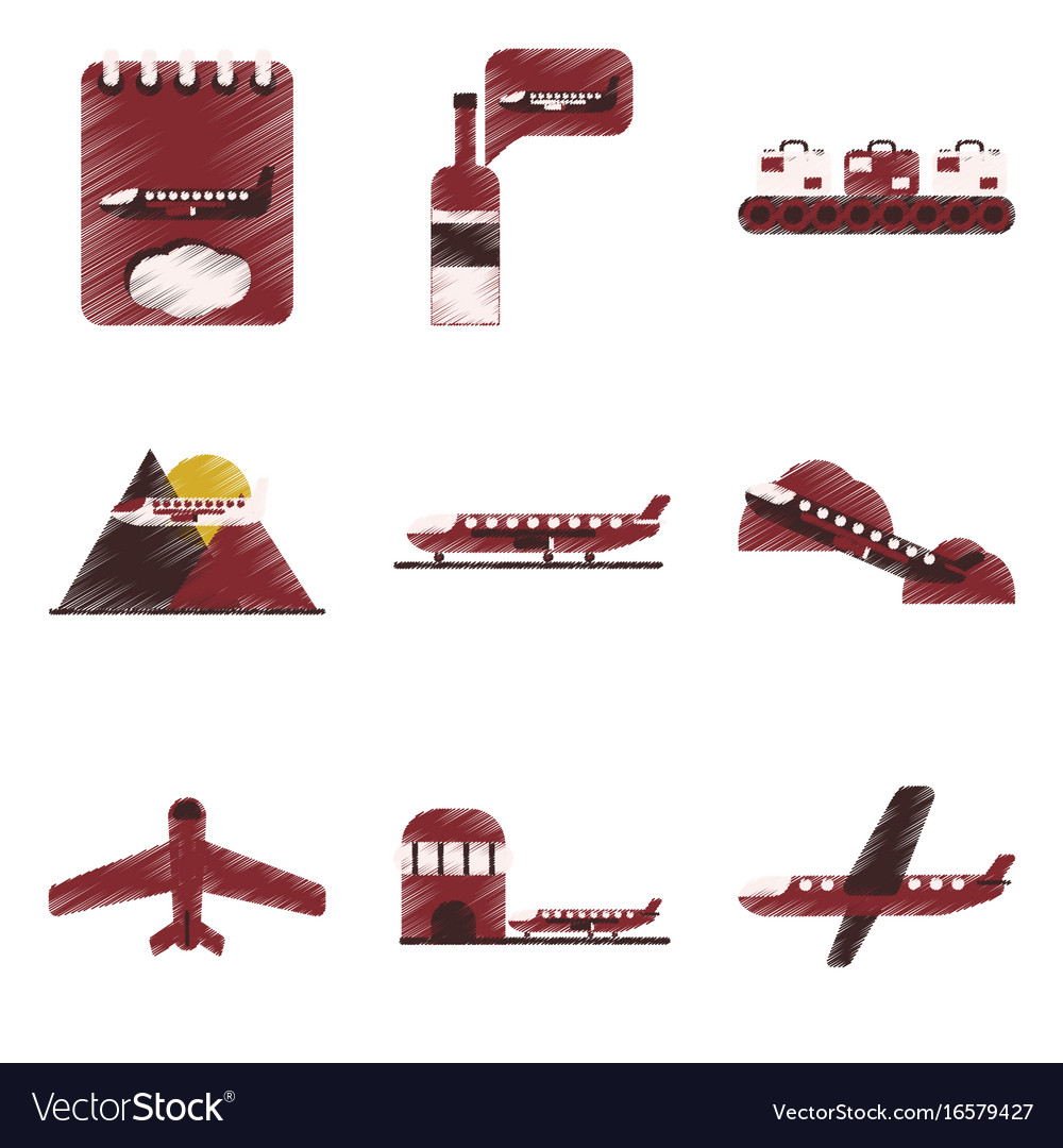 Set of flat icons in shading style planes