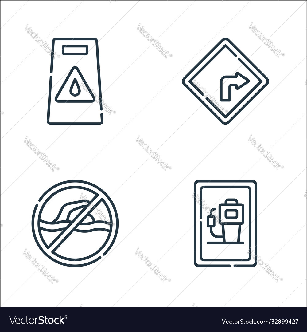 Signals and prohibitions line icons linear set
