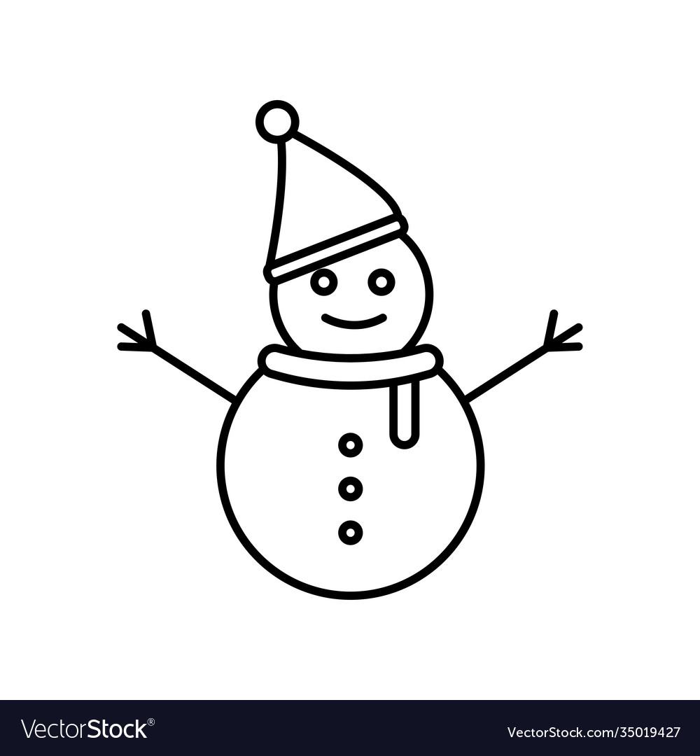 Snowman line icon winter simple design Royalty Free Vector