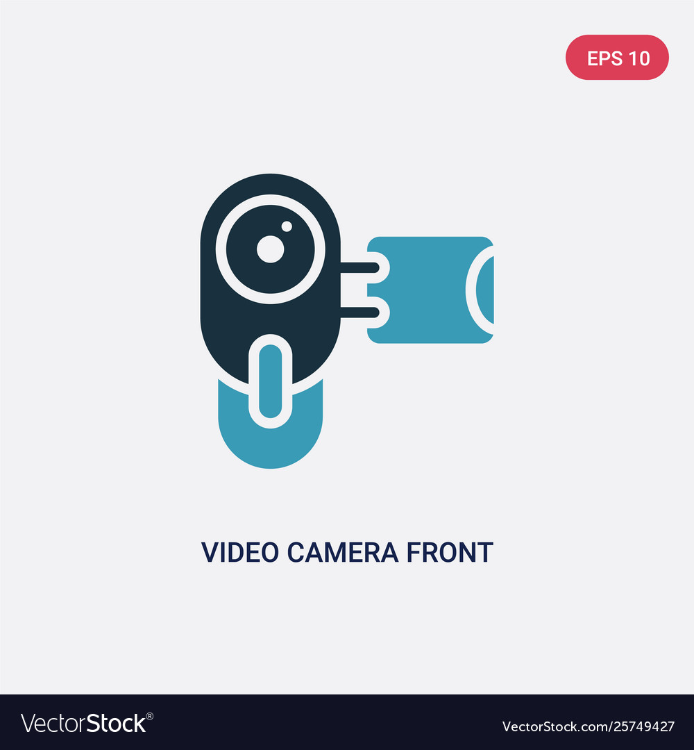 Two color video camera front view icon from vector image Two color video camera front view icon from