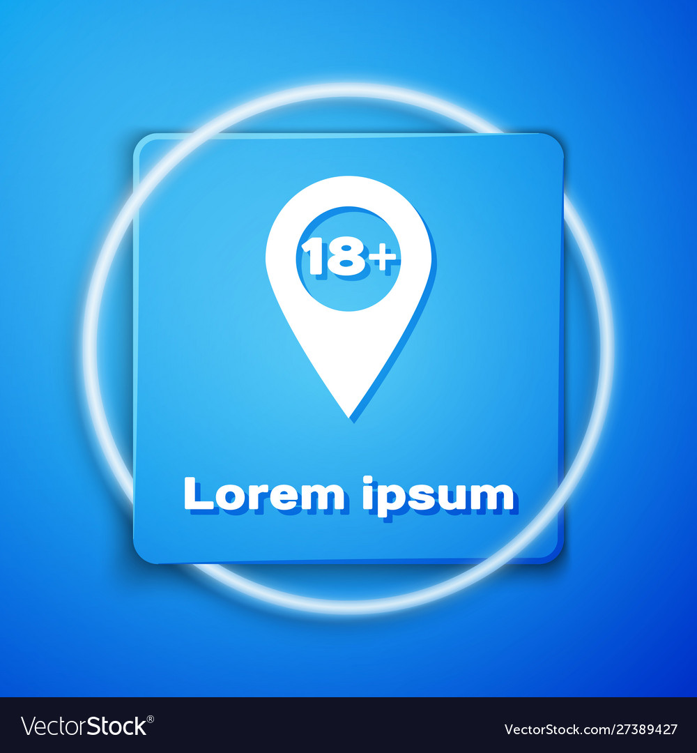 White map pointer with 18 plus icon isolated vector image White map pointer with 18 plus icon isolated