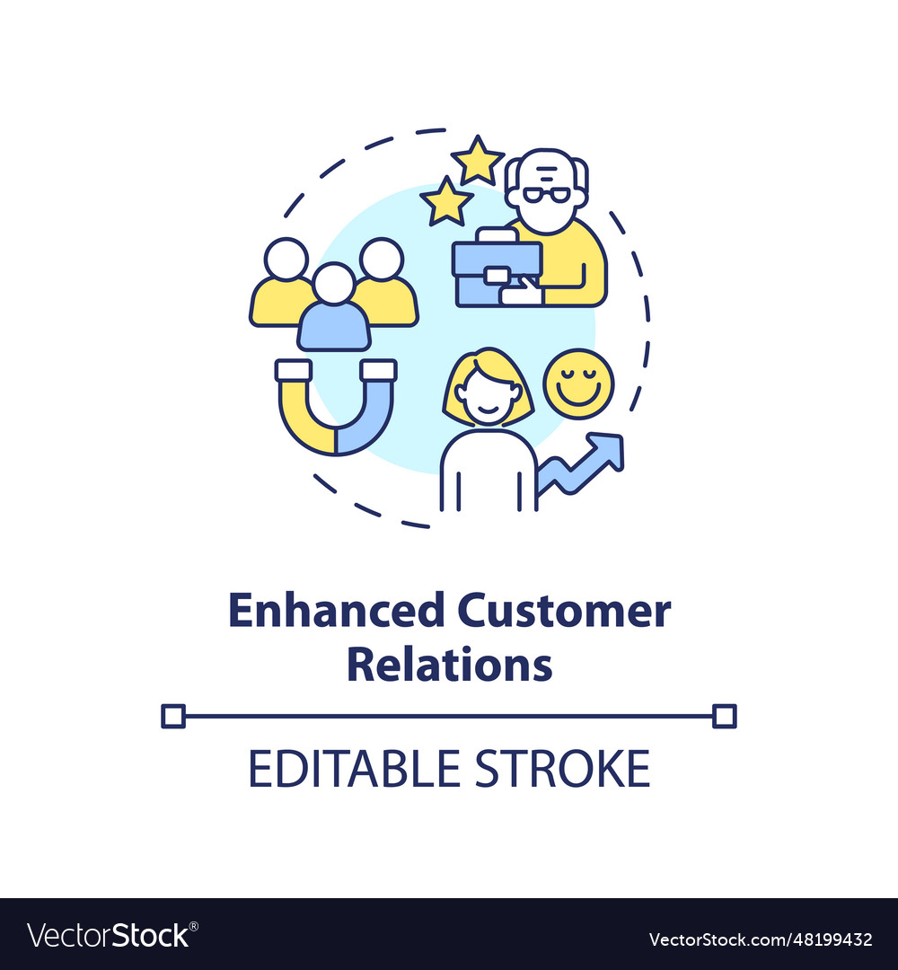 2d enhanced customer relations line icon concept Vector Image