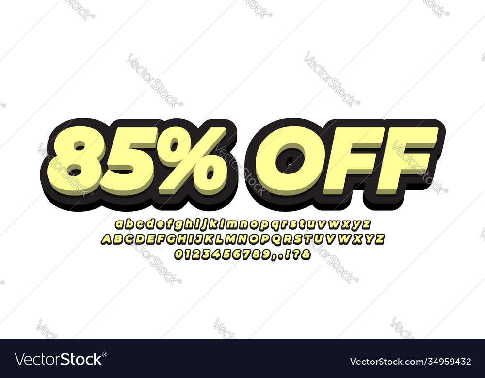 85 off sale discount promotion 3d yellow black