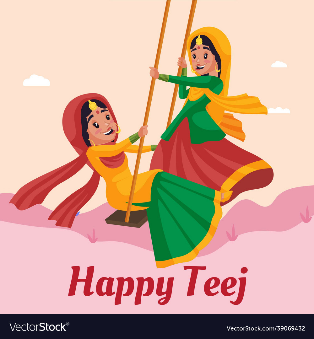 Banner design of happy teej Royalty Free Vector Image