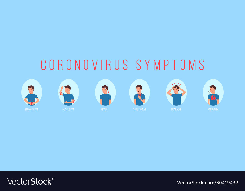 Coronavirus symptoms man Royalty Free Vector Image