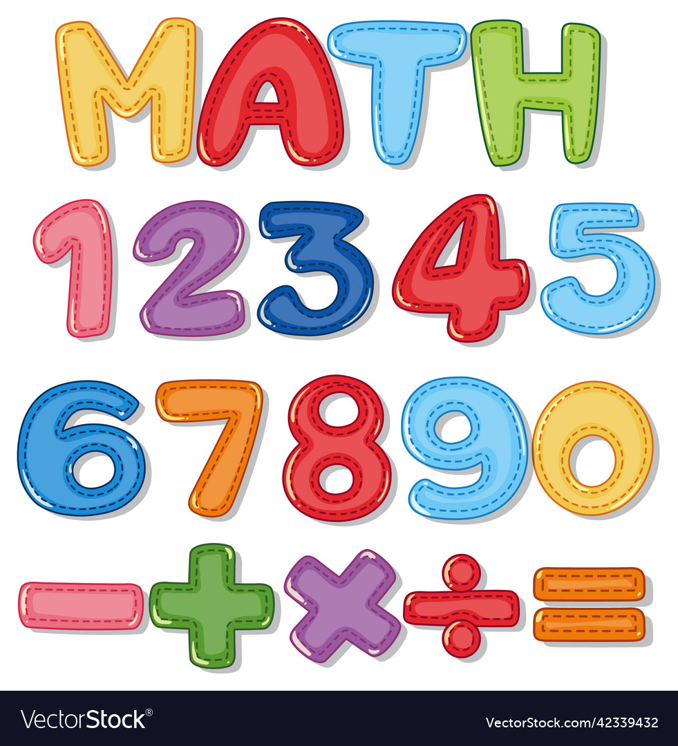 Counting numbers from zero to nine and math vector image Counting numbers from zero to nine and math