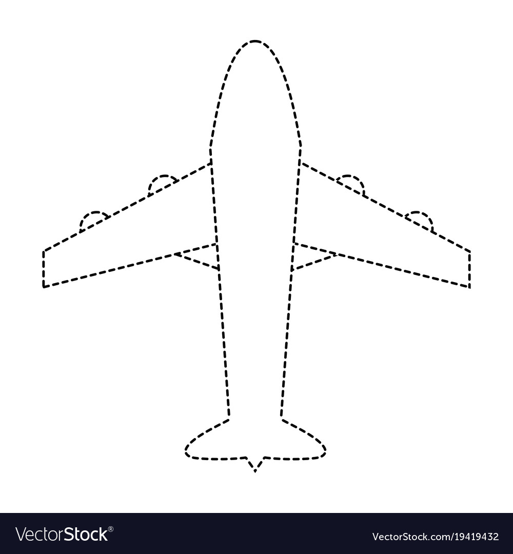 Dotted shape airplane travel transport in the sky Vector Image