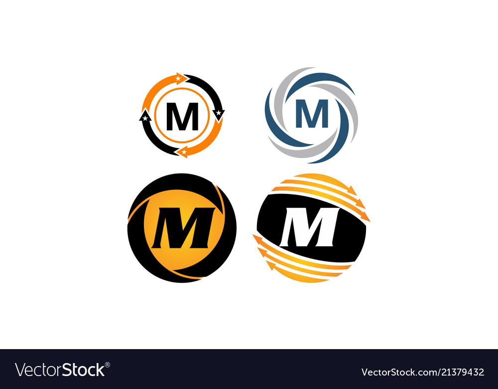 Dynamic rotation marketing m distribution set vector image Dynamic rotation marketing m distribution set