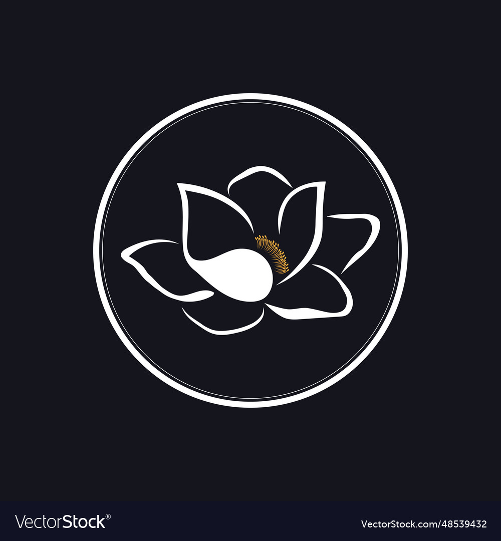 Jasmine element logo round emblem in minimal Vector Image Jasmine element logo round emblem in minimal
