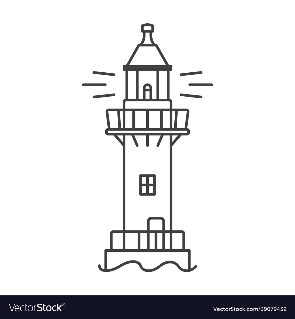 Lighthouse icon a simple line drawing vector image Lighthouse icon a simple line drawing