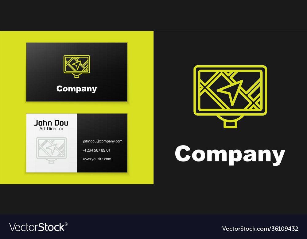 Logotype line gps device with map icon isolated