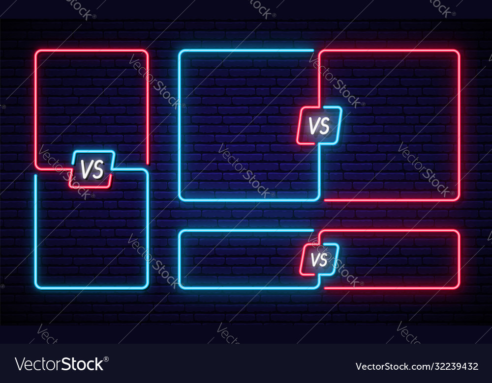 Neon versus set different frames with vs Vector Image Neon versus set different frames with vs